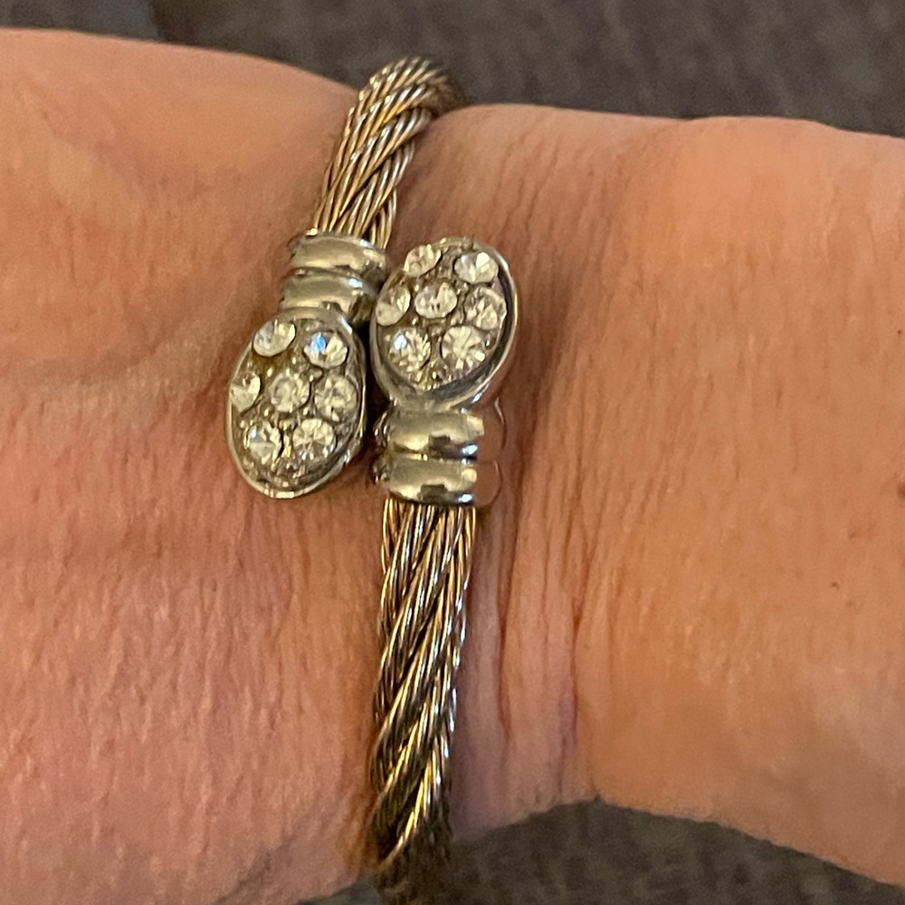 Cuff knot vintage gold silver knotted and rhinestone bracelet